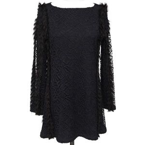 CHANEL Lace Dress Mini Purple Long Sleeve Gripoix Sz 38 Fall 2012
